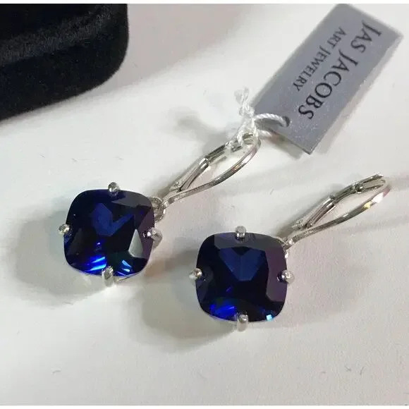 GORGEOUS 10ctw Cushion Cut Sapphire Earrings Lab Grown Sapphires - Picture 1 of 5